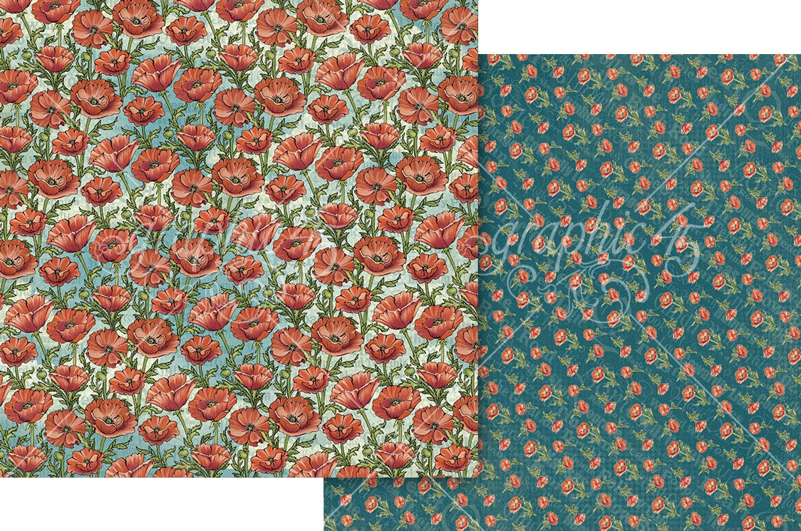 Graphic 45 Wonder Of OZ Double-Sided Cardstock 12"X12" (Poppies)