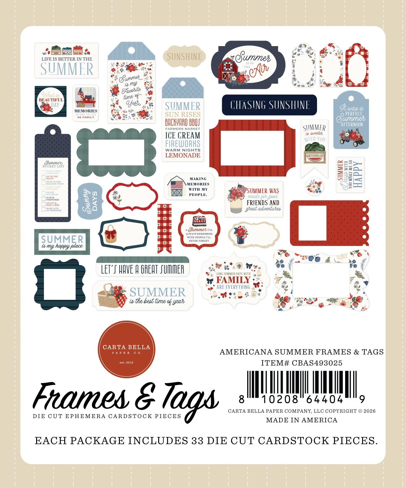Carta Bella - Americana Summer - Tags and Frames