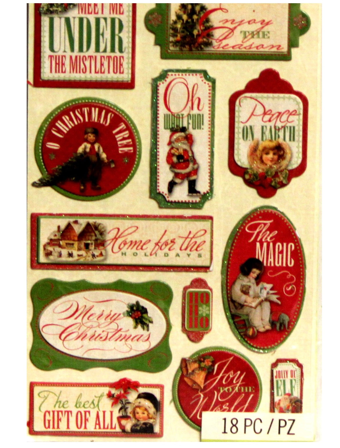 K & Company Yuletide Adhesive Chipboard Dimensional Stickers