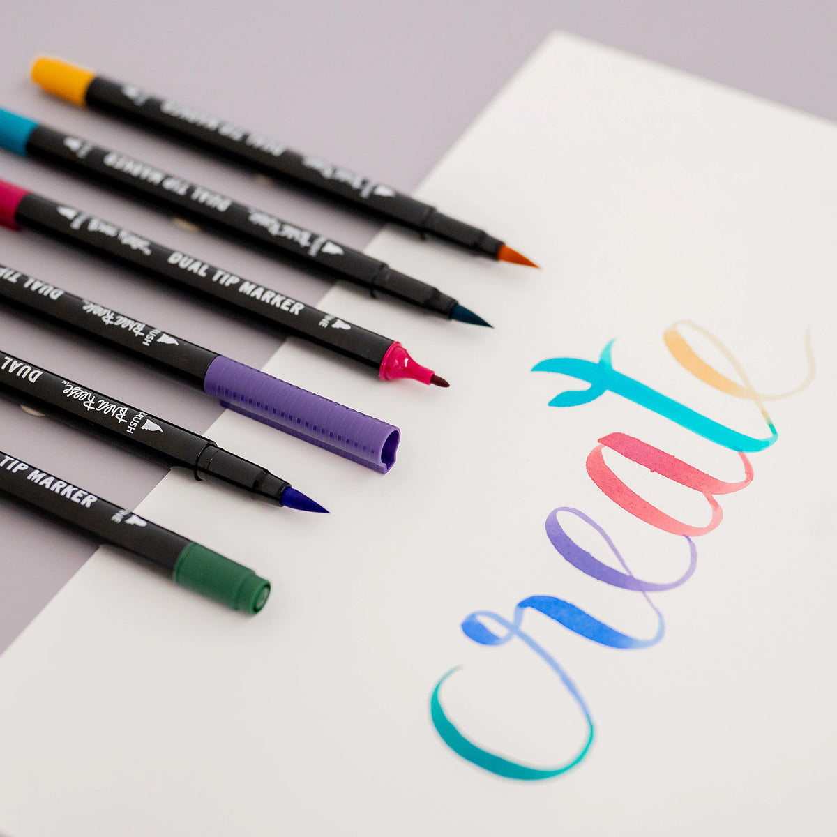 Brea Reese Dual-Tip Brush Markers, Jewel Tones, Pack Of 6 Markers