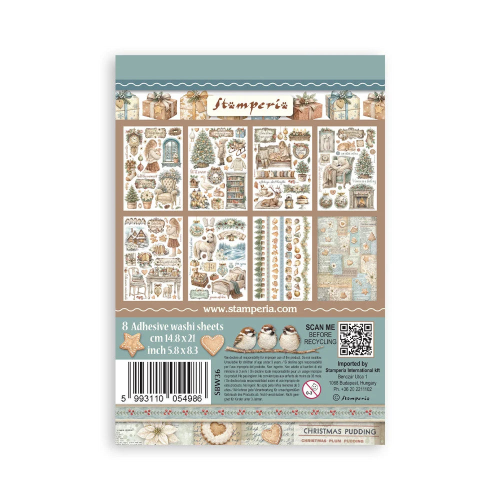 Stamperia - Printed Washi Pad 8 Sheets - White Christmas