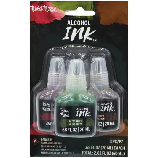 Brea Reese 3 Pack 2 Oz Alcohol Ink Paint in Crimson, Brown & Green
