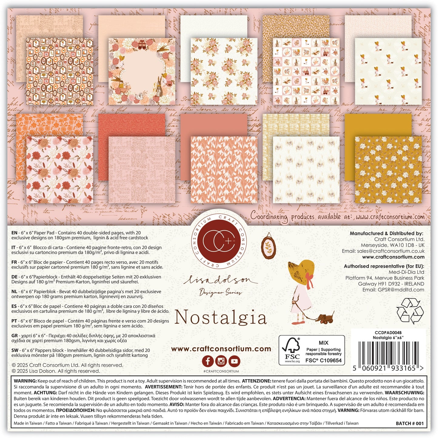 6X6 PAD - NOSTALGIA PAPER by CRAFT CONSORTIUM LTD