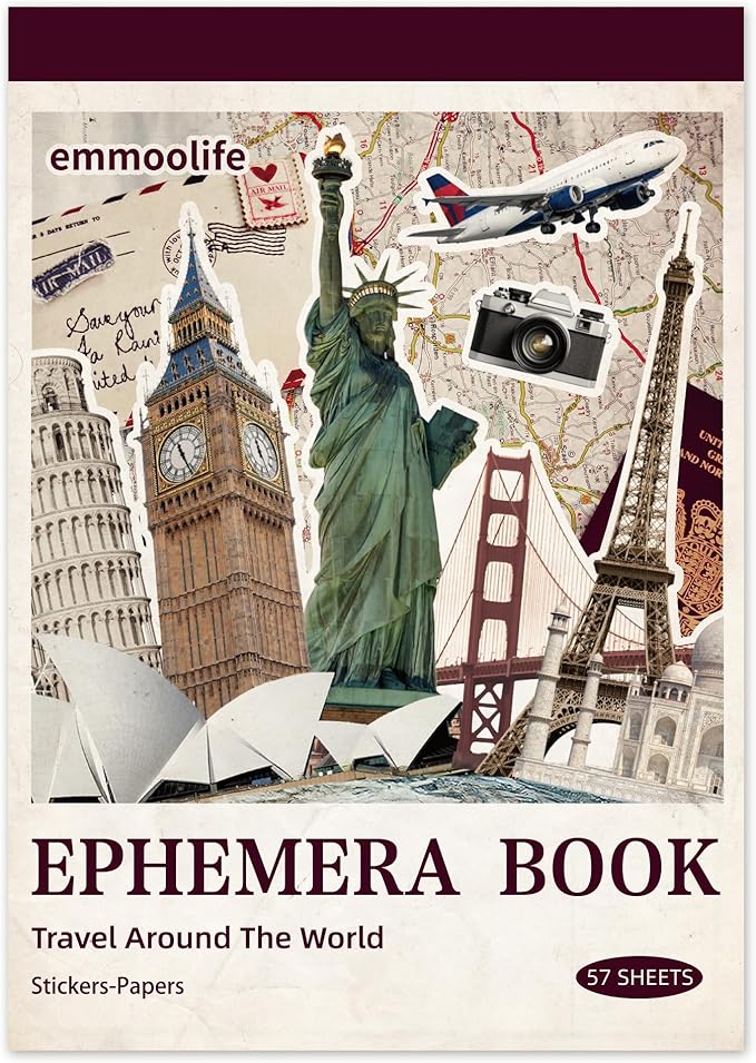 Ephemera Book- Travel Around The World 57 Sheets