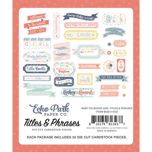 Echo Park - Baby On Board Its a Girl - Titles & Phrases