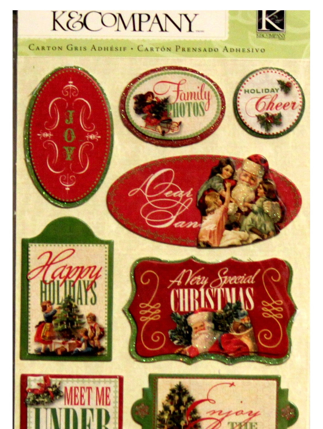 K & Company Yuletide Adhesive Chipboard Dimensional Stickers