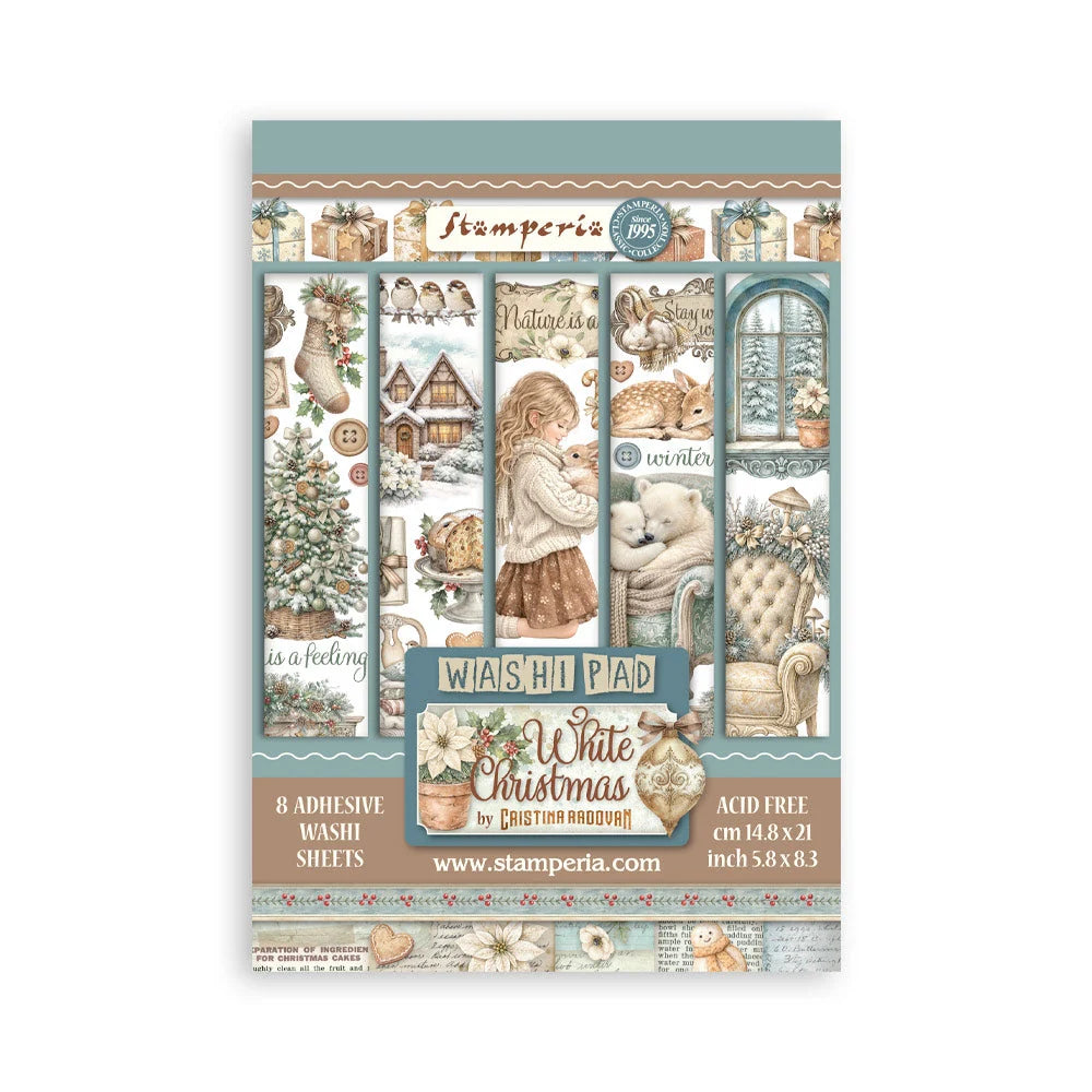 Stamperia - Printed Washi Pad 8 Sheets - White Christmas