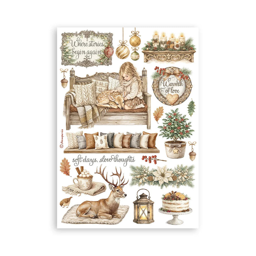 Stamperia - Printed Washi Pad 8 Sheets - White Christmas