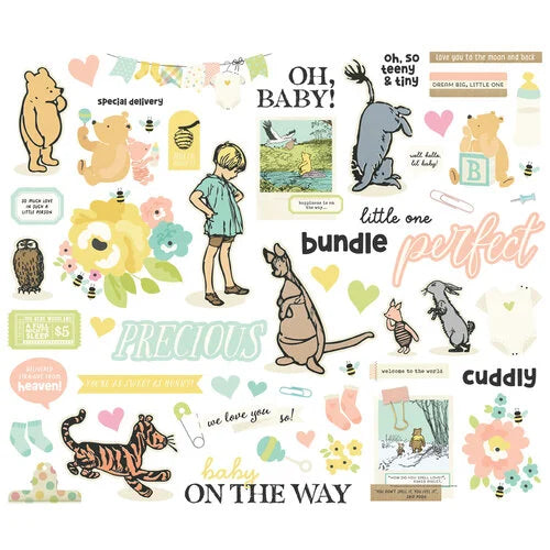 Simple Stories Bits & Pieces Die Cuts 56/Pkg - Classic Pooh Baby