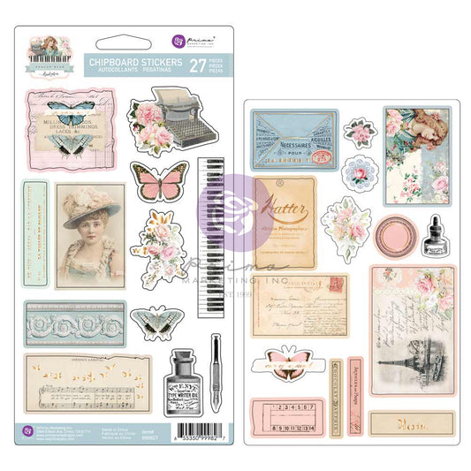 Prima - Frank Garcia - French Blue Chipboard Stickers