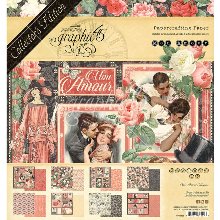 Graphic 45 - Mon Amour - 8x8 Collection Pack