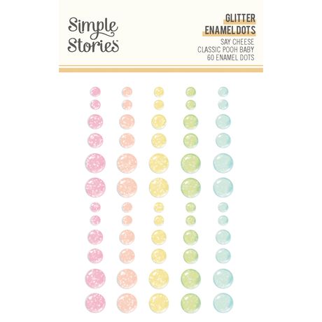 Simple Stories Glitter Enamel Dots 60/Pkg - Classic Pooh Baby
